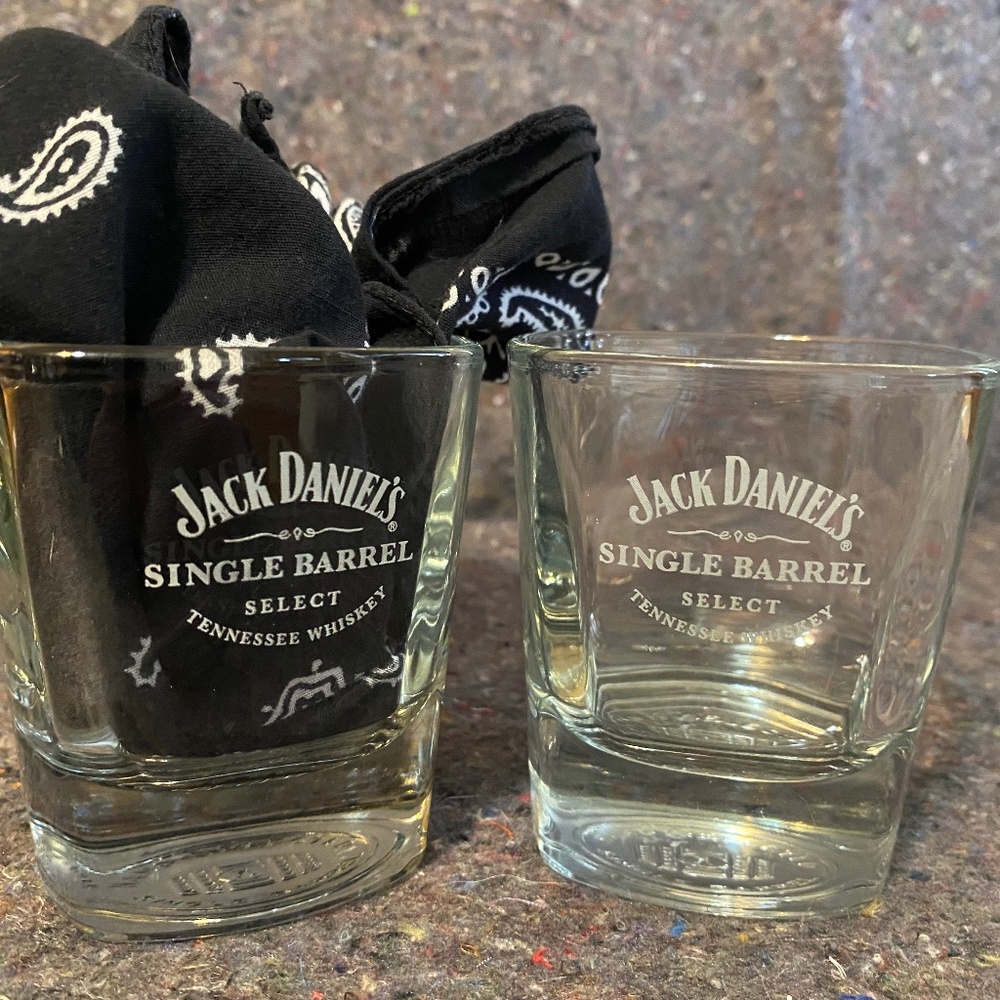 NEW Jack Daniels Single Barrel Whiskey Low Ball Rocks Glasses (2)